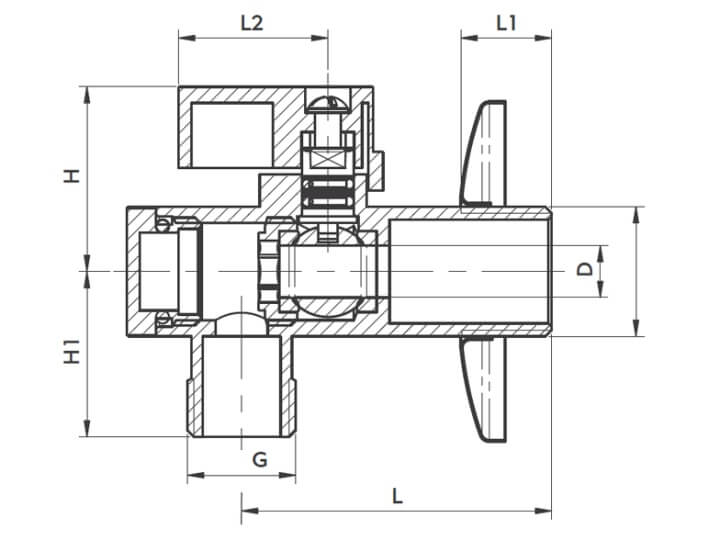 KFA Rohový ventil s filtrom, rozmery, TERMOobchod